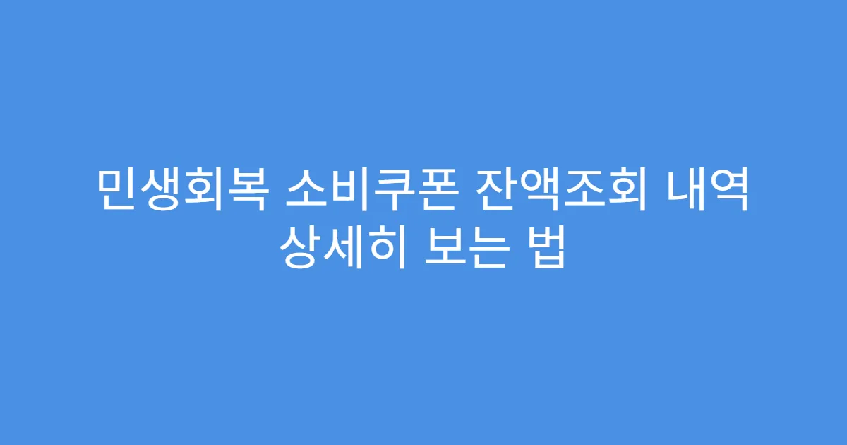 민생회복 소비쿠폰 잔액조회 내역 상세히 보는 법