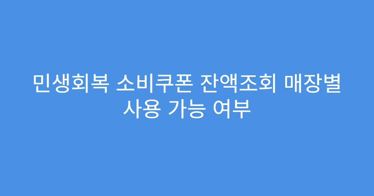 민생회복 소비쿠폰 잔액조회 매장별 사용 가능 여부