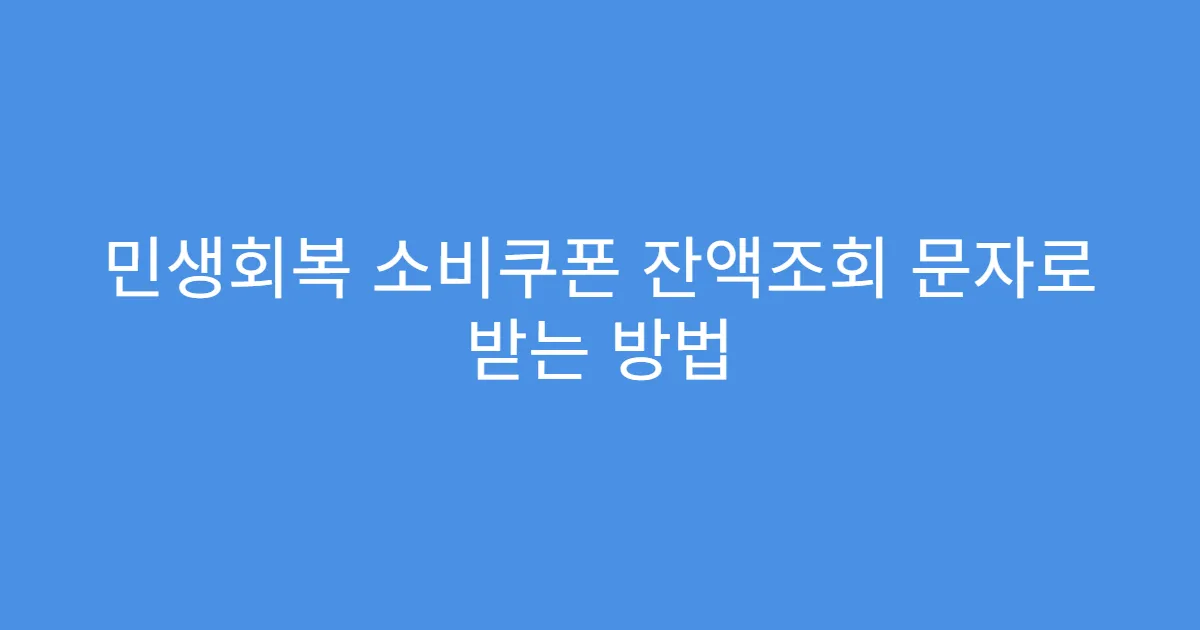 민생회복 소비쿠폰 잔액조회 문자로 받는 방법