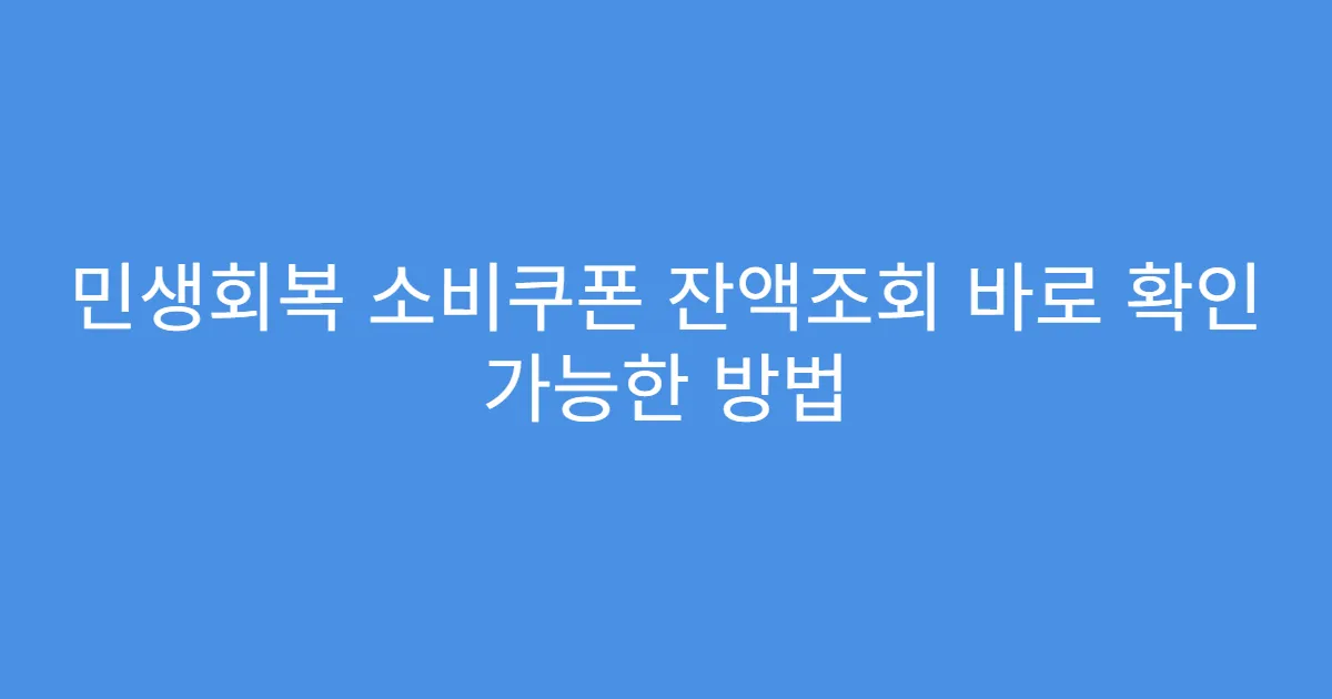 민생회복 소비쿠폰 잔액조회 바로 확인 가능한 방법
