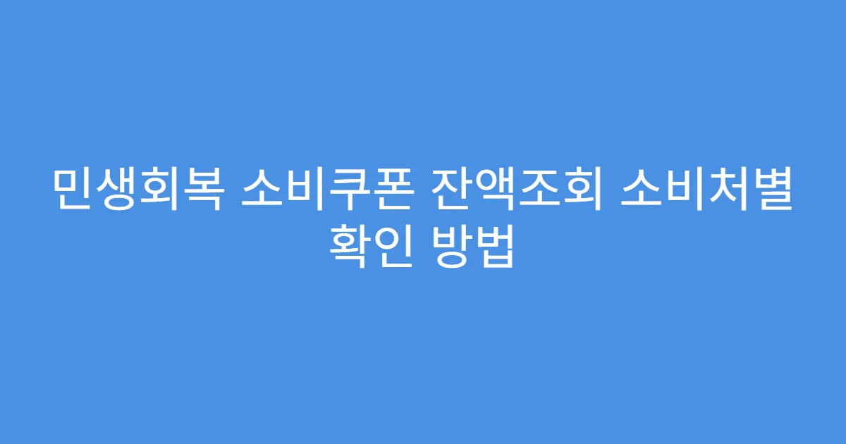 민생회복 소비쿠폰 잔액조회 소비처별 확인 방법
