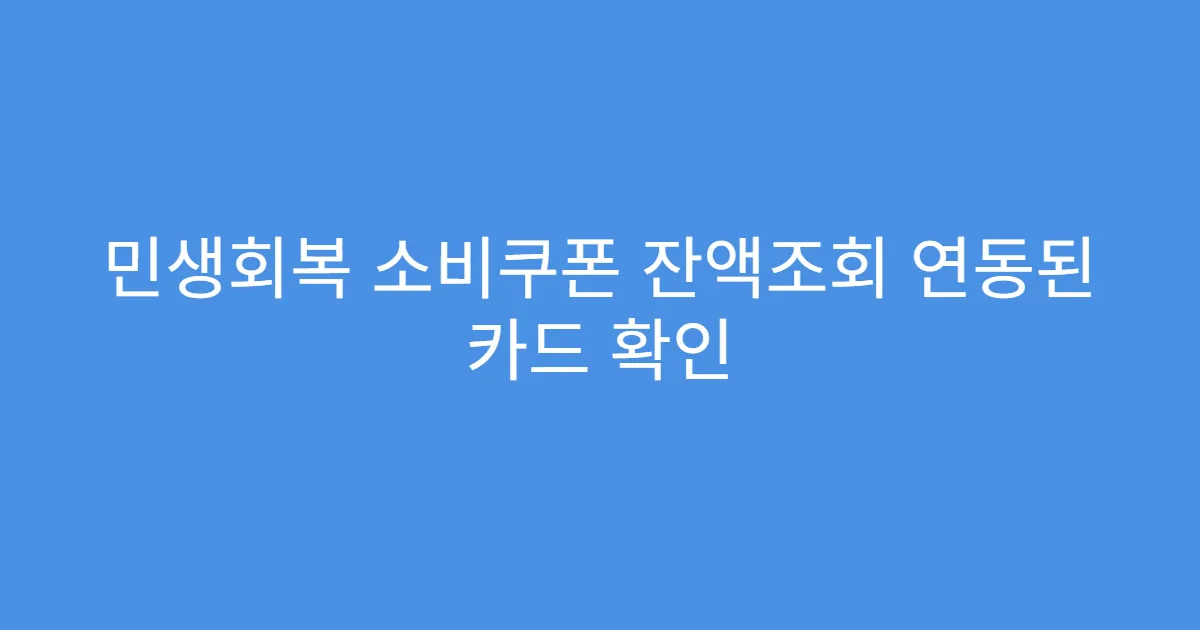 민생회복 소비쿠폰 잔액조회 연동된 카드 확인