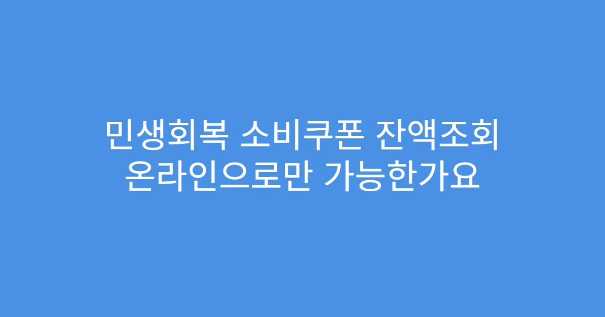 민생회복 소비쿠폰 잔액조회 온라인으로만 가능한가요