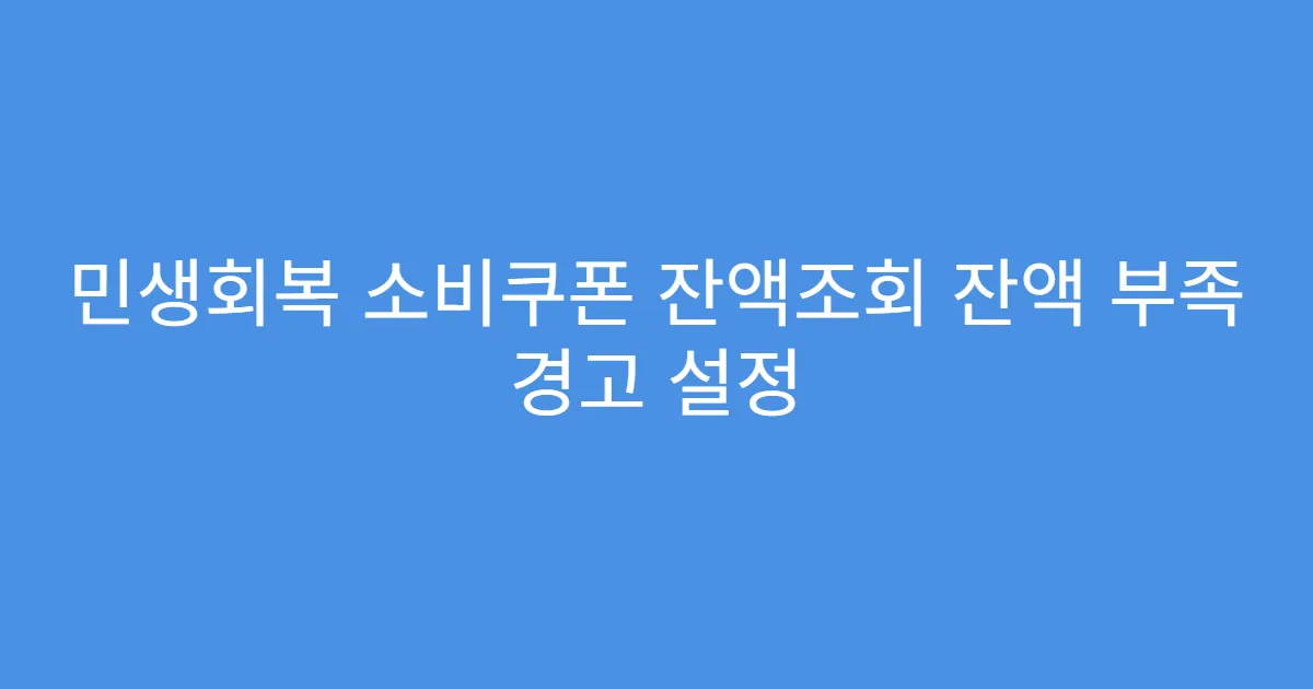 민생회복 소비쿠폰 잔액조회 잔액 부족 경고 설정