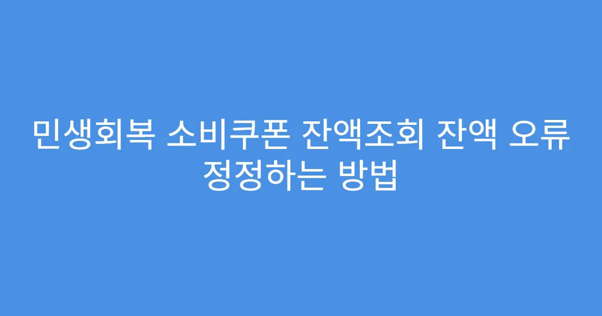 민생회복 소비쿠폰 잔액조회 잔액 오류 정정하는 방법