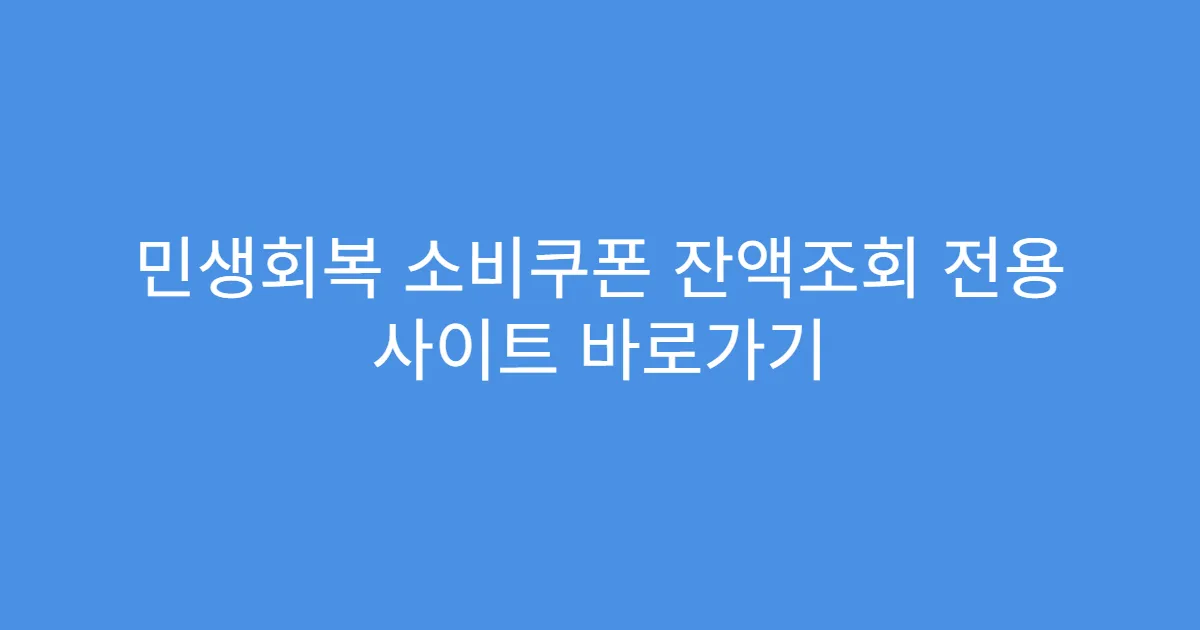 민생회복 소비쿠폰 잔액조회 전용 사이트 바로가기