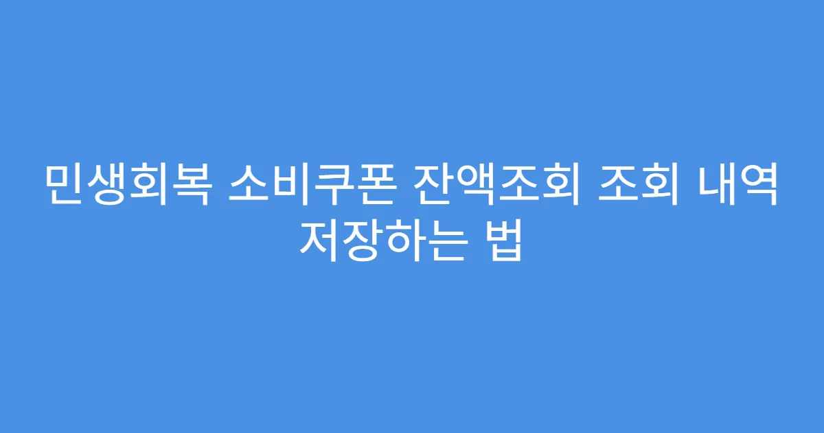 민생회복 소비쿠폰 잔액조회 조회 내역 저장하는 법