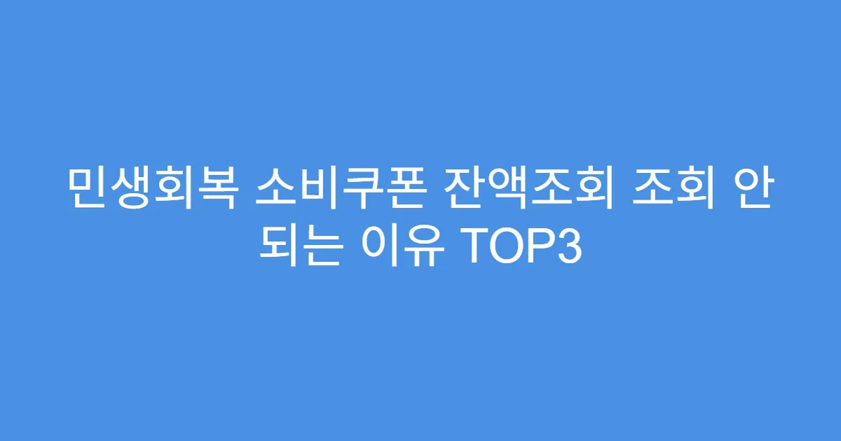 민생회복 소비쿠폰 잔액조회 조회 안 되는 이유 TOP3