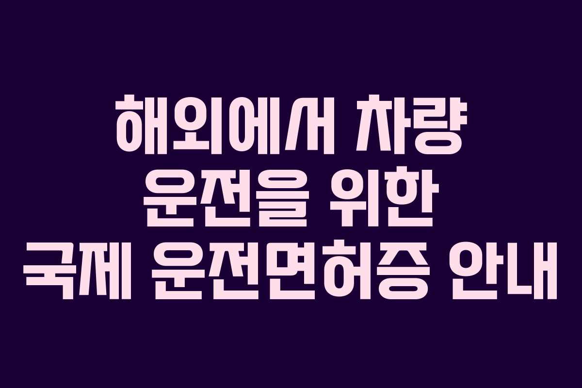해외에서 차량 운전을 위한 국제 운전면허증 안내 해외에서 차량 운전을 위한 국제 운전면허증 안내