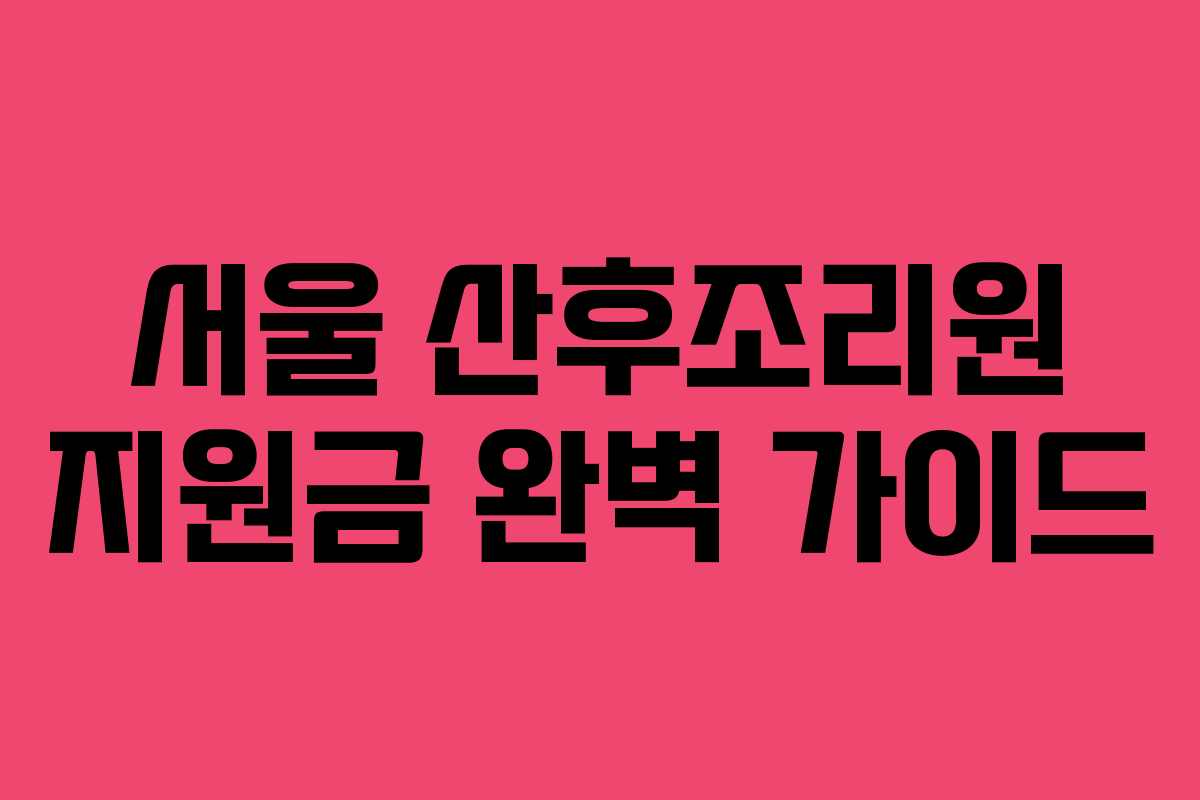 서울 산후조리원 지원금 완벽 가이드