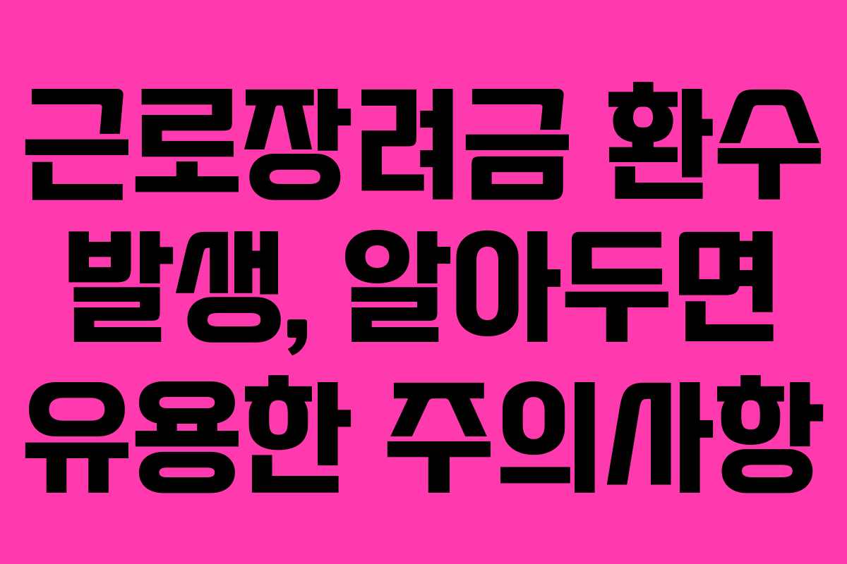 근로장려금 환수 발생, 알아두면 유용한 주의사항