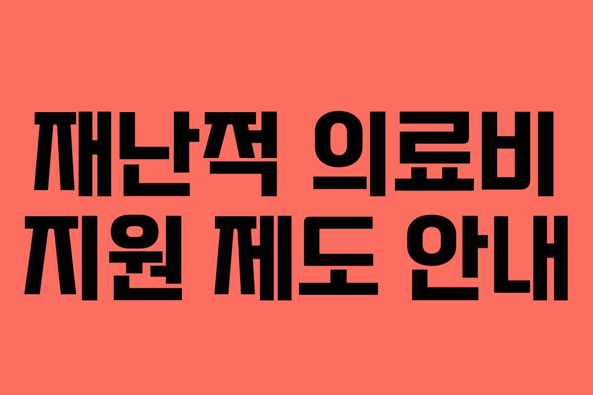 재난적 의료비 지원 제도 안내