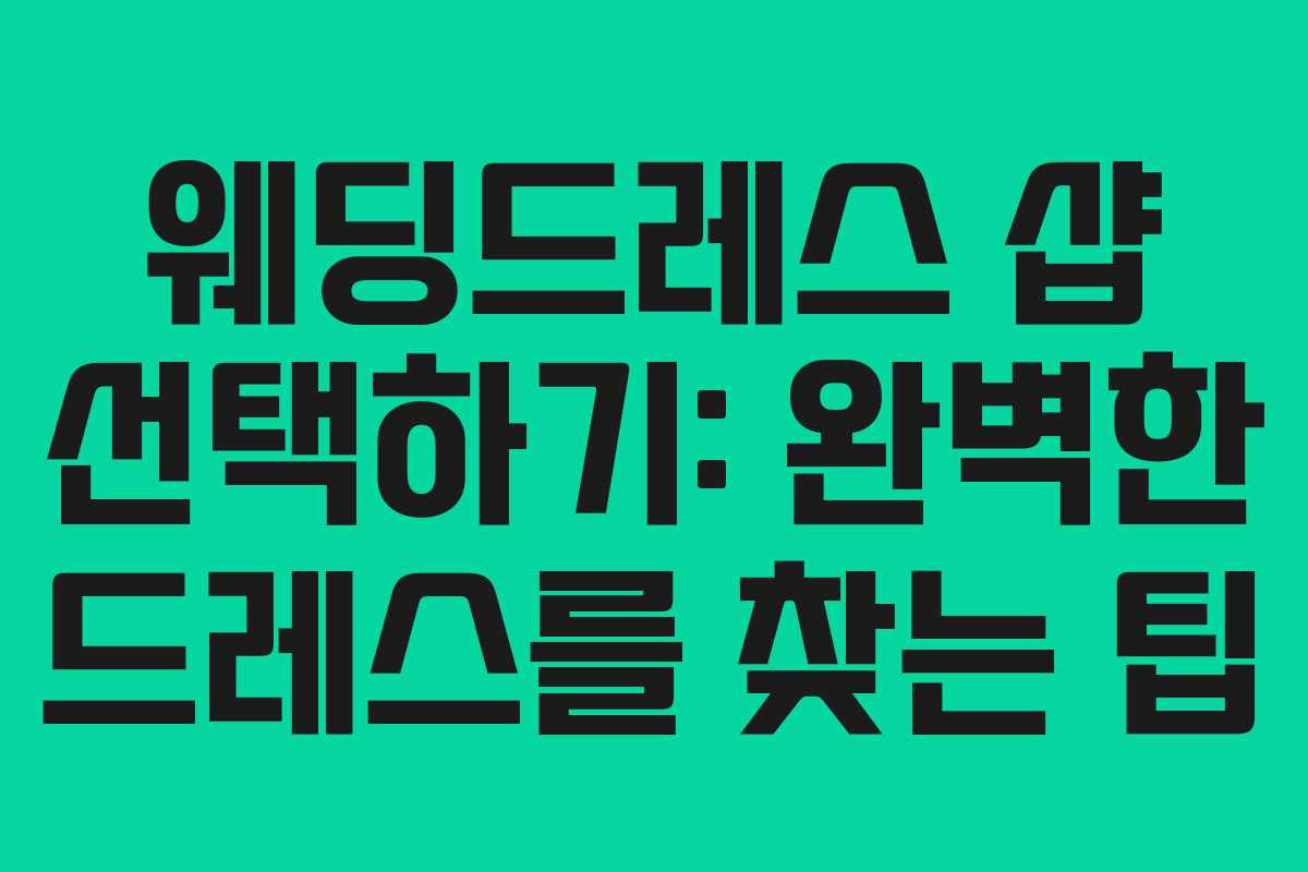 웨딩드레스 샵 선택하기: 완벽한 드레스를 찾는 팁