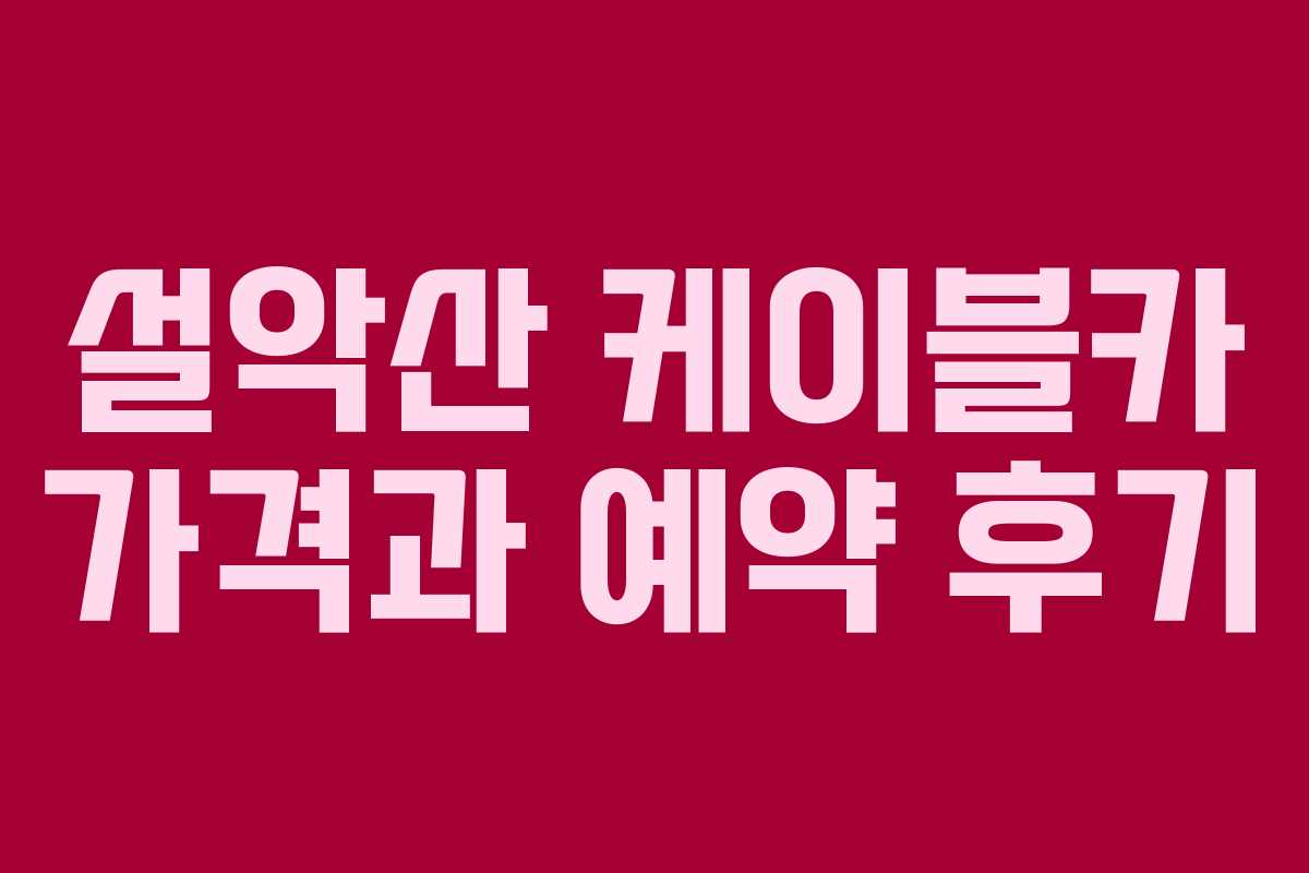 설악산 케이블카 가격과 예약 후기