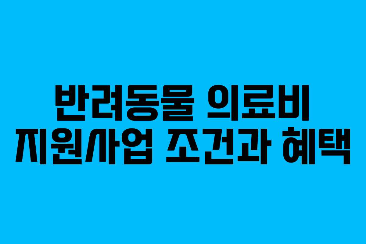 반려동물 의료비 지원사업 조건과 혜택