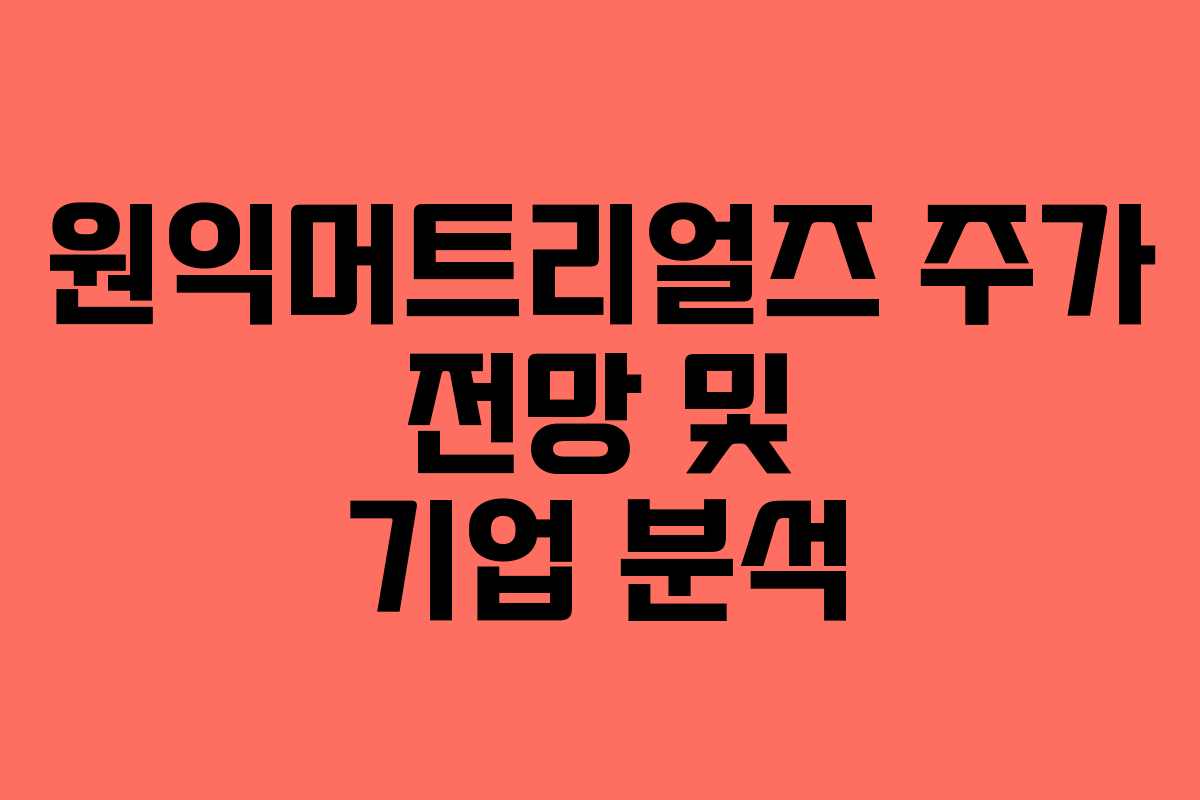 원익머트리얼즈 주가 전망 및 기업 분석