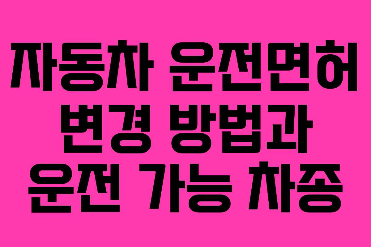 자동차 운전면허 변경 방법과 운전 가능 차종