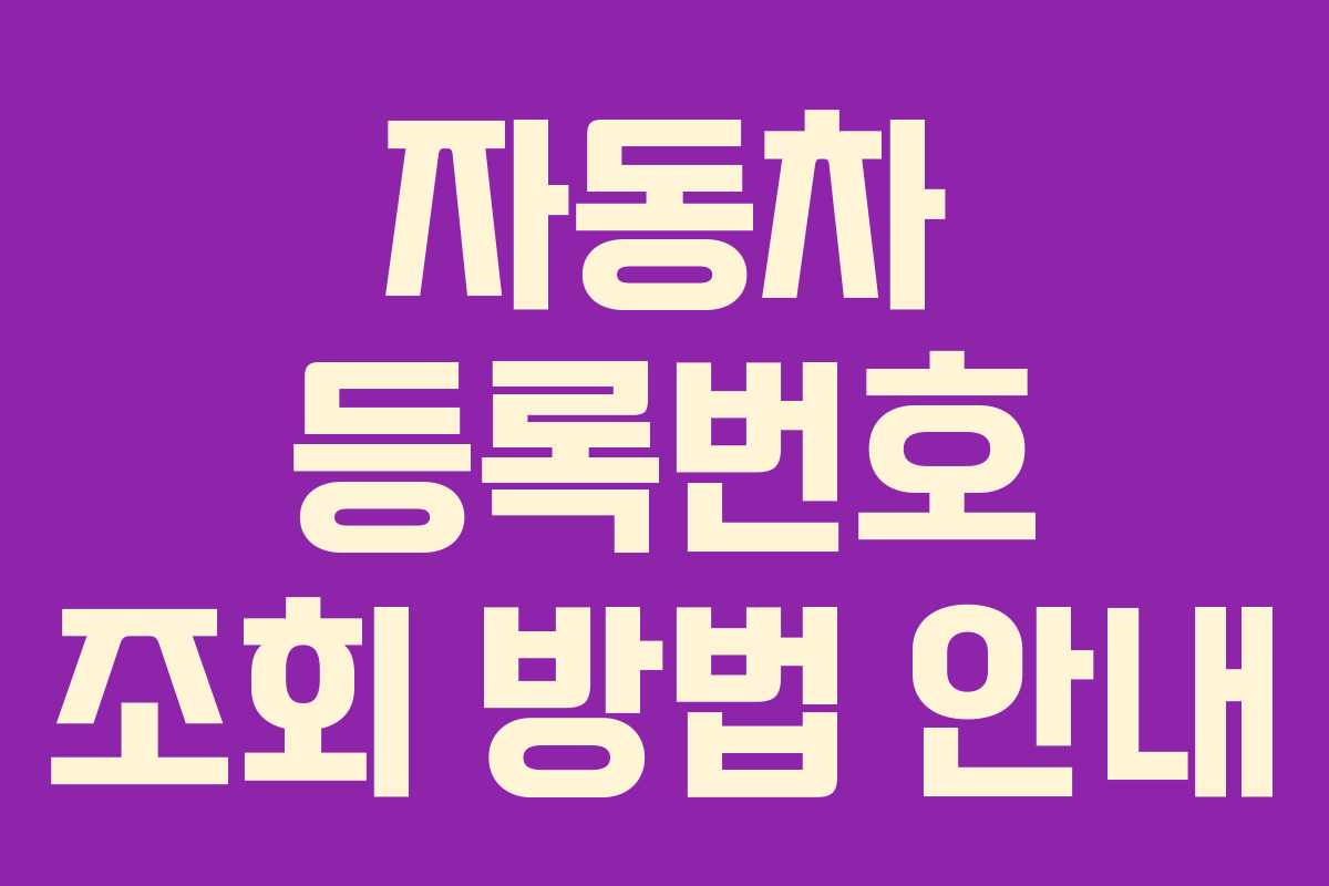 자동차 등록번호 조회 방법 안내