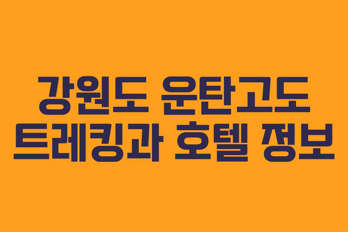 강원도 운탄고도 트레킹과 호텔 정보
