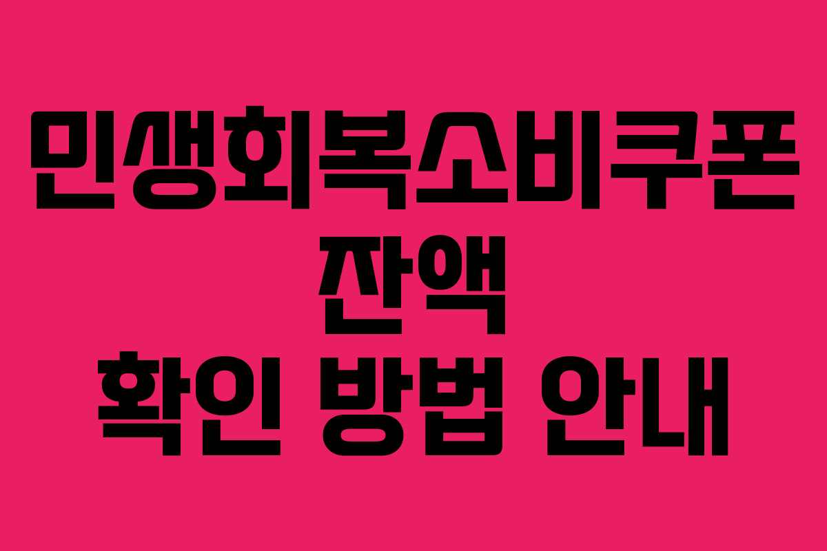 민생회복소비쿠폰 잔액 확인 방법 안내
