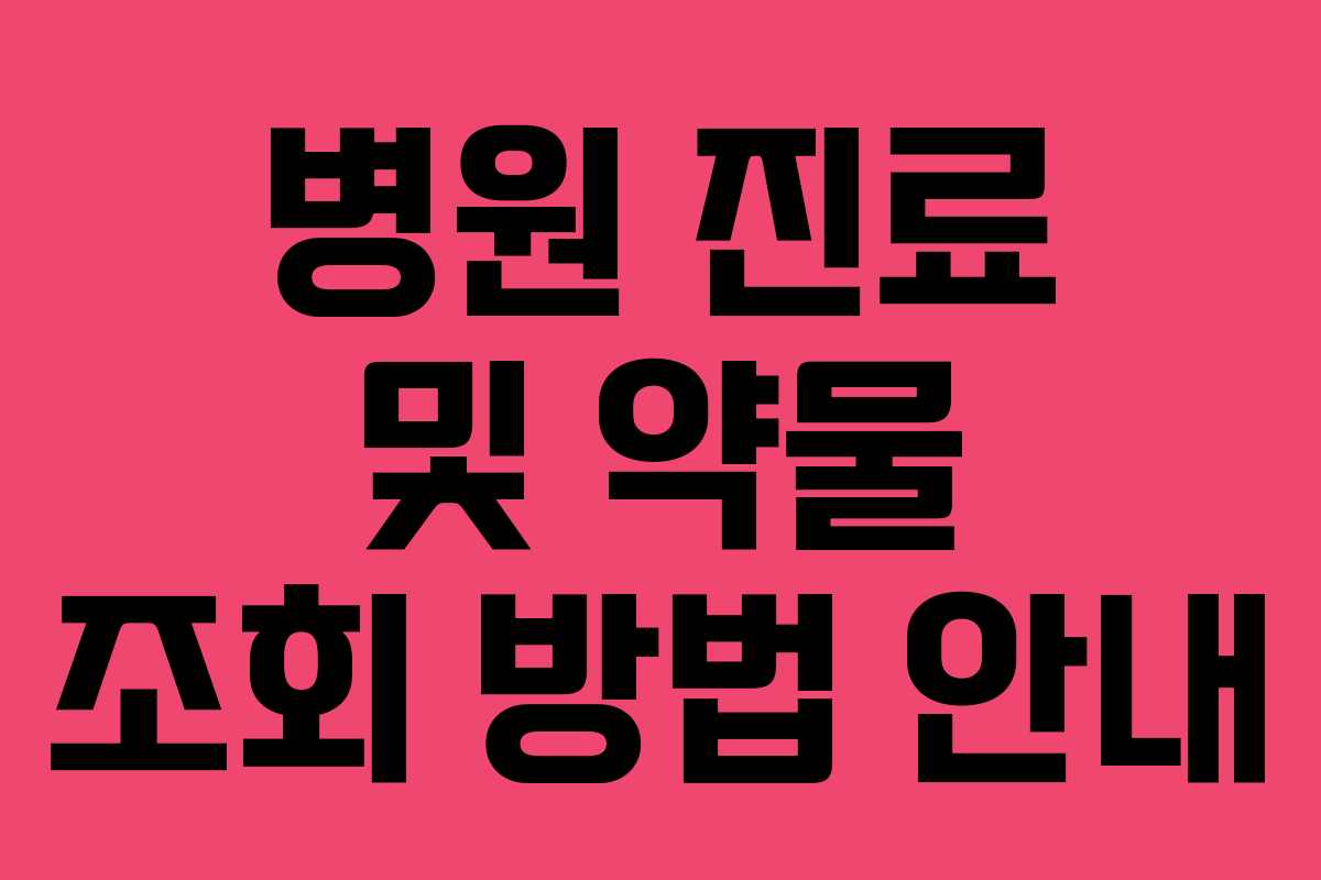 병원 진료 및 약물 조회 방법 안내