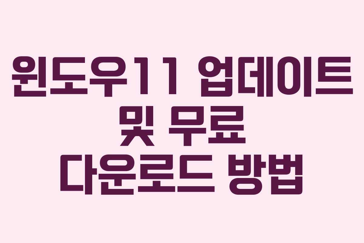 윈도우11 업데이트 및 무료 다운로드 방법