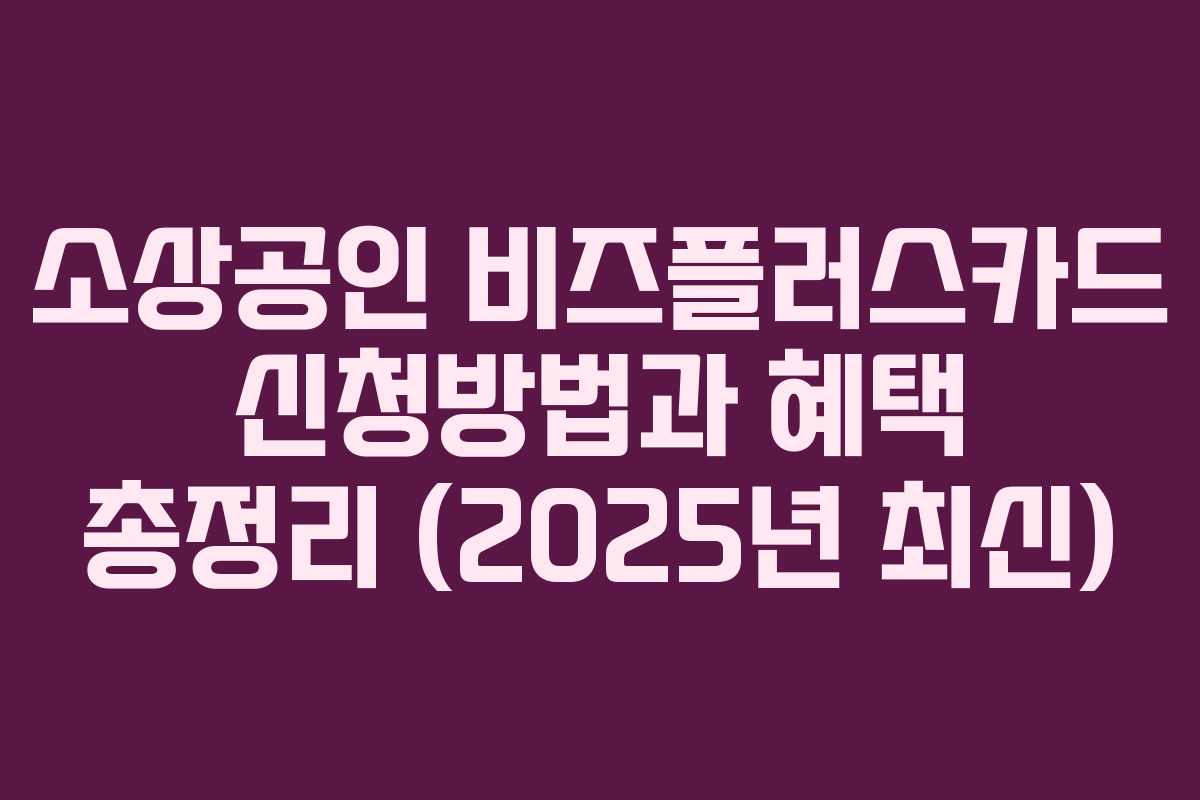 소상공인 비즈플러스카드 신청방법과 혜택 총정리 (2025년 최신)