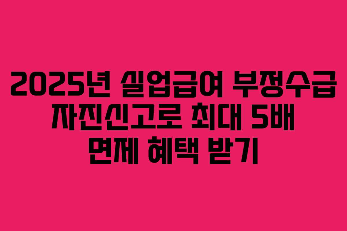 2025년 실업급여 부정수급 자진신고로 최대 5배 면제 혜택 받기