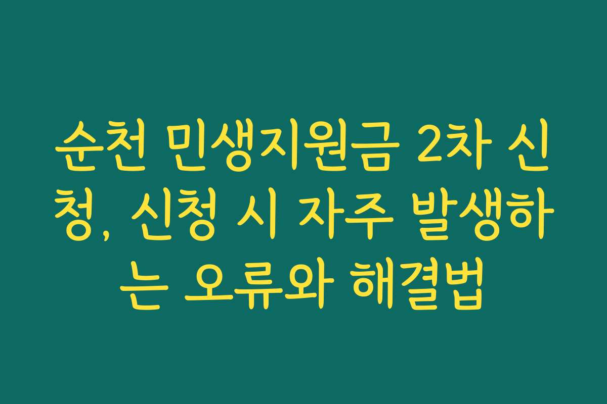순천 민생지원금 2차 신청, 신청 시 자주 발생하는 오류와 해결법