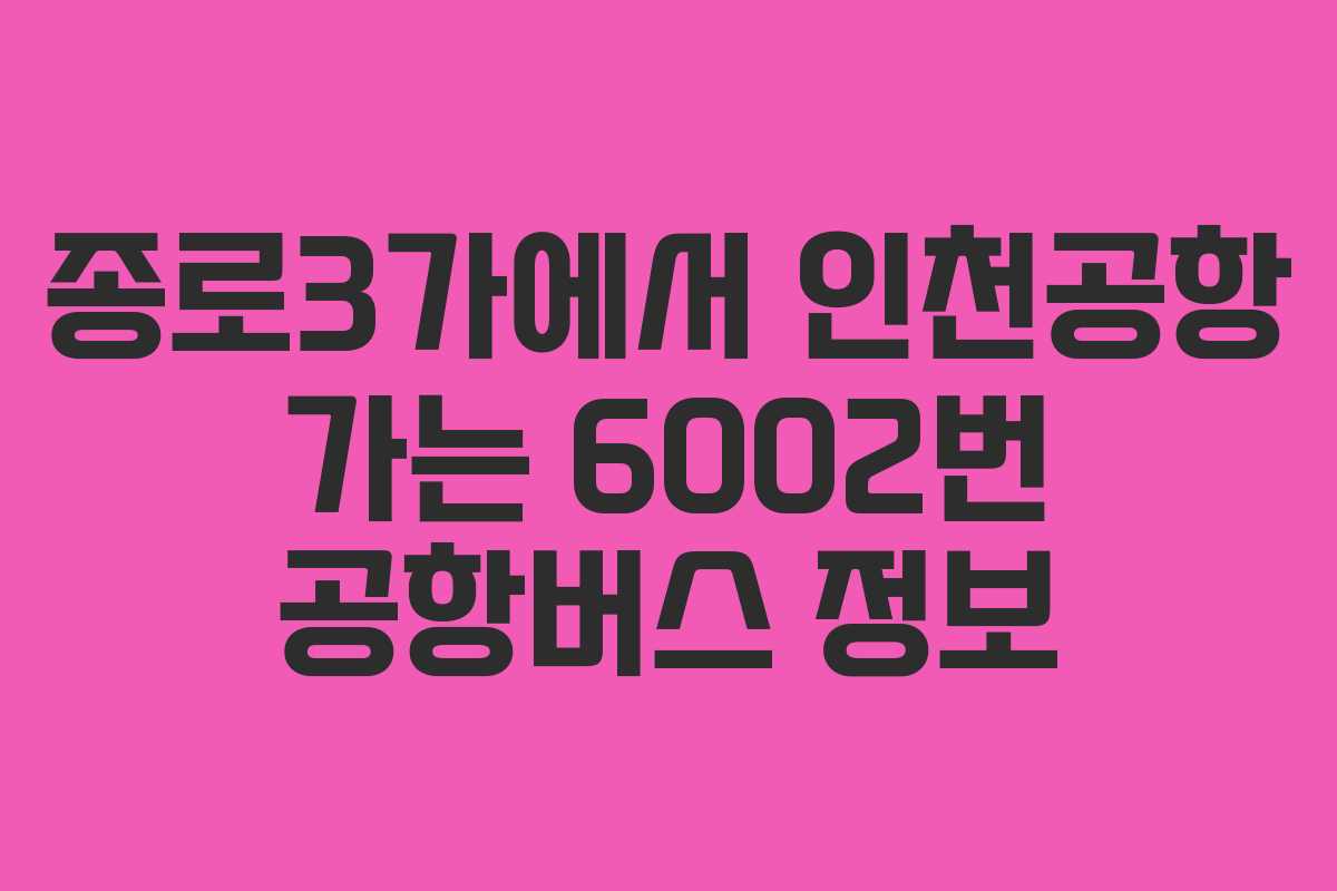 종로3가에서 인천공항 가는 6002번 공항버스 정보