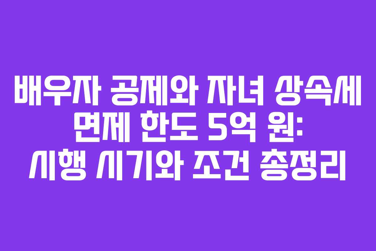 배우자 공제와 자녀 상속세 면제 한도 5억 원: 시행 시기와 조건 총정리