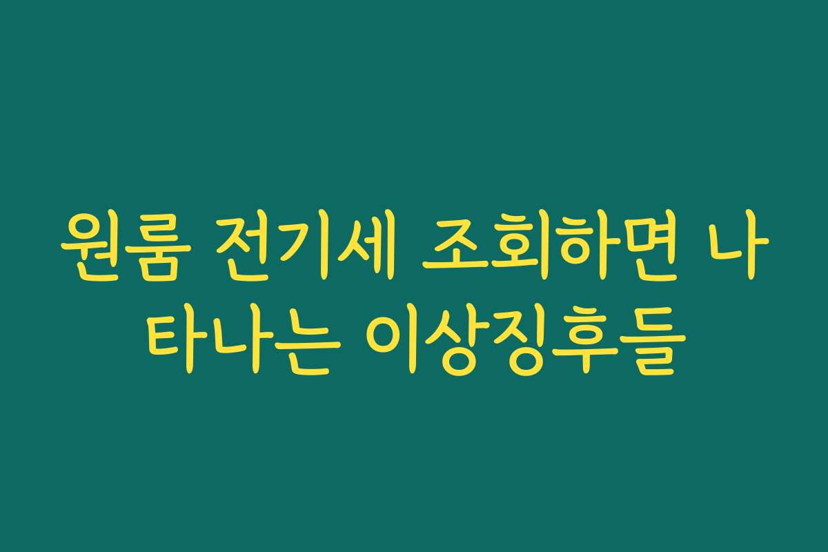 원룸 전기세 조회하면 나타나는 이상징후들