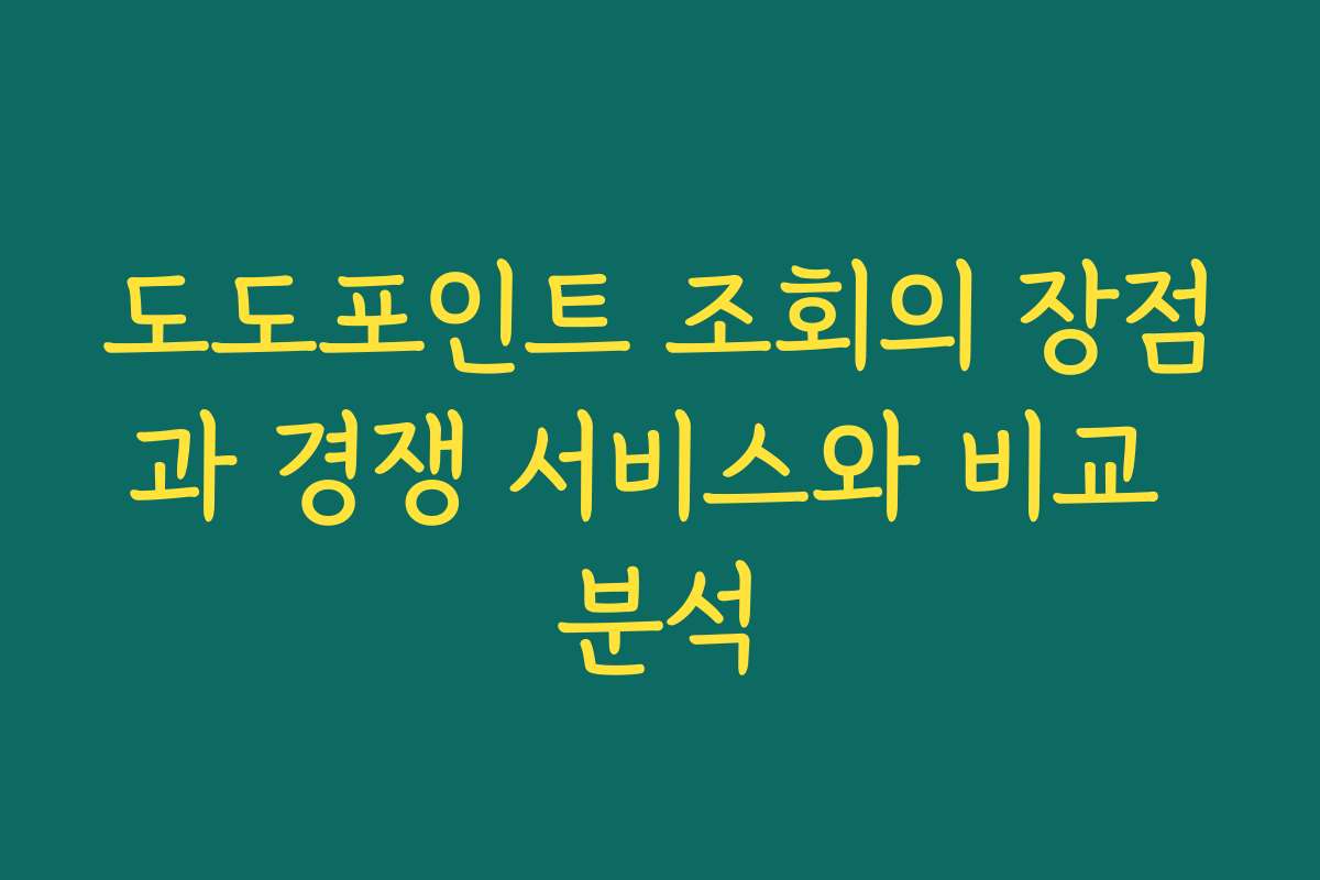 도도포인트 조회의 장점과 경쟁 서비스와 비교 분석