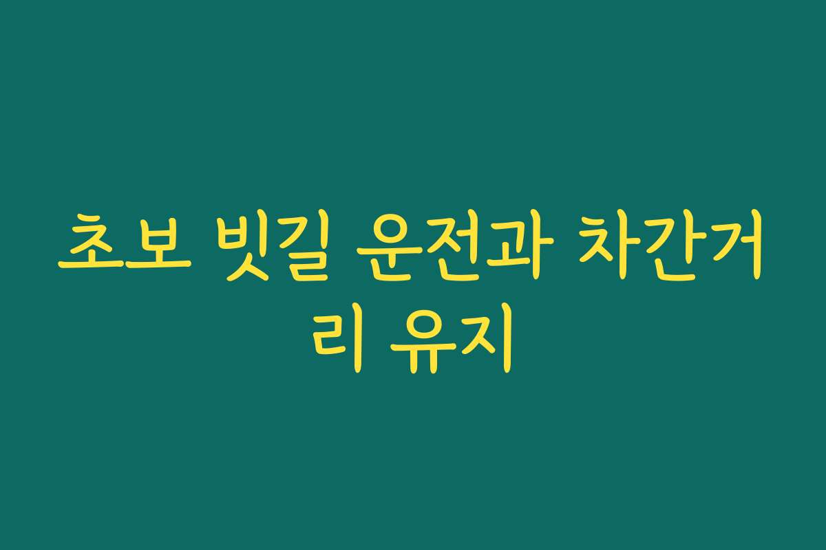 초보 빗길 운전과 차간거리 유지