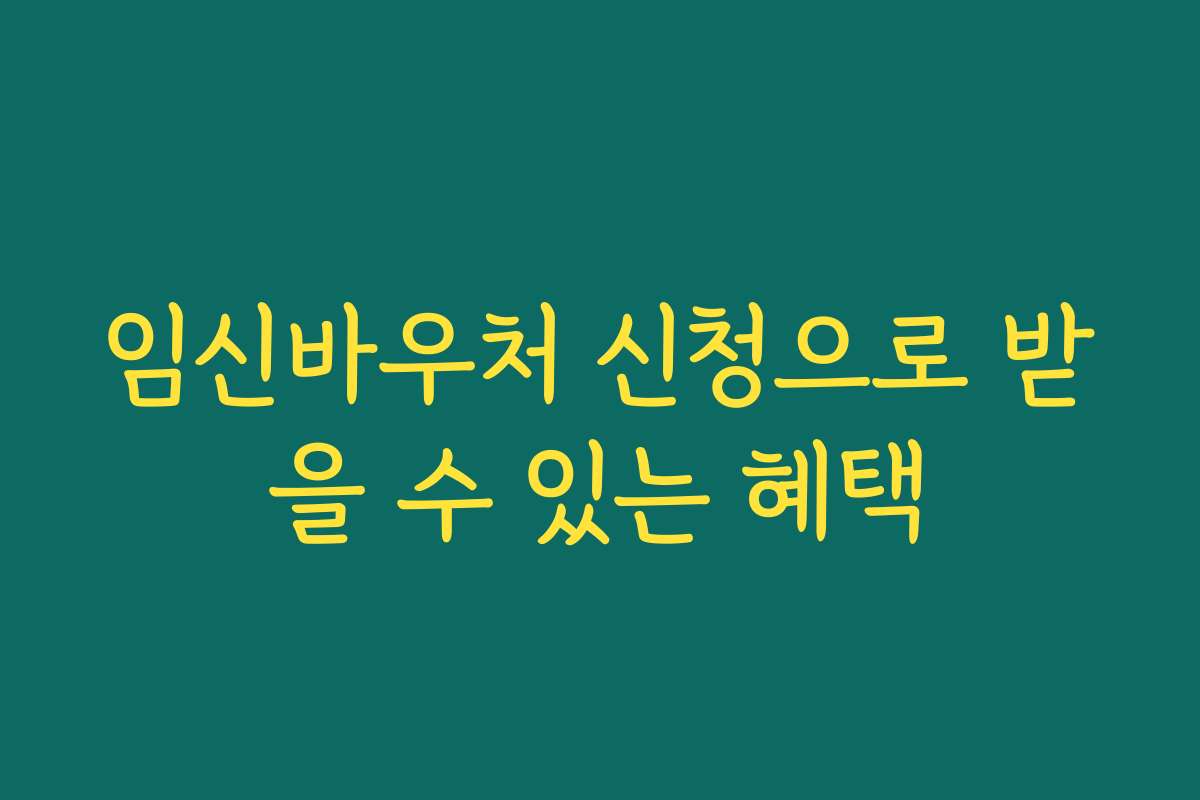 임신바우처 신청으로 받을 수 있는 혜택