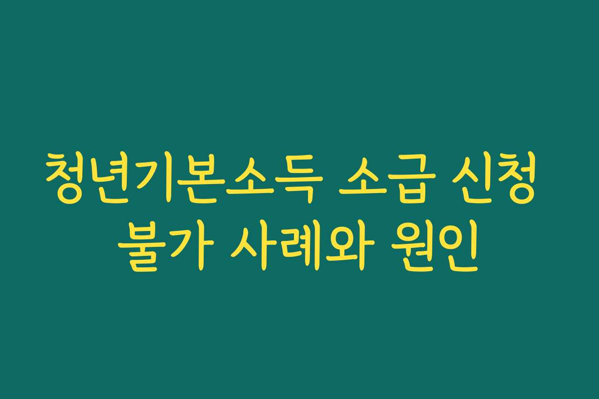 청년기본소득 소급 신청 불가 사례와 원인