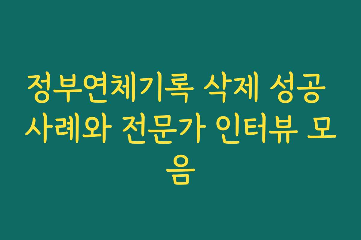 정부연체기록 삭제 성공 사례와 전문가 인터뷰 모음