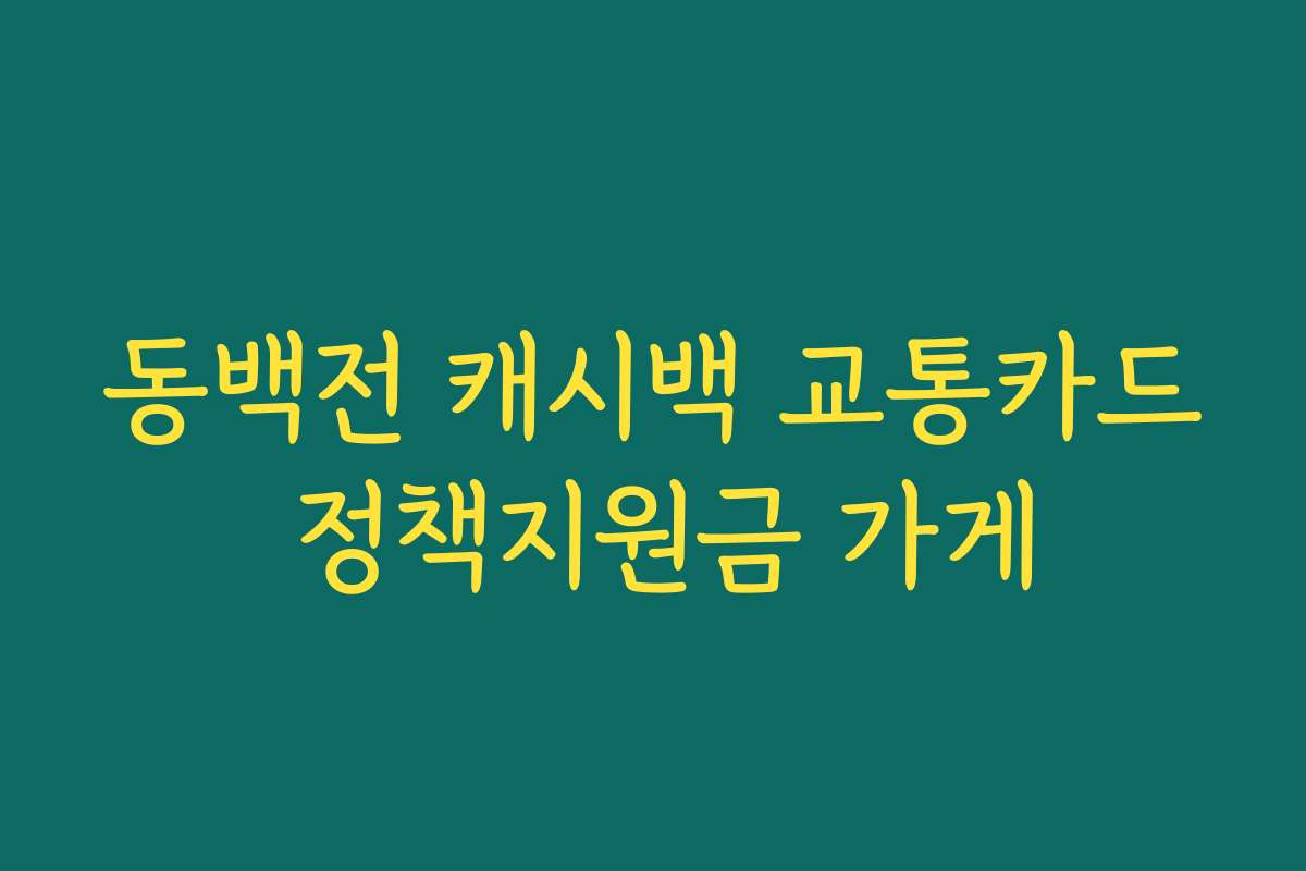 동백전 캐시백 교통카드 정책지원금 가게