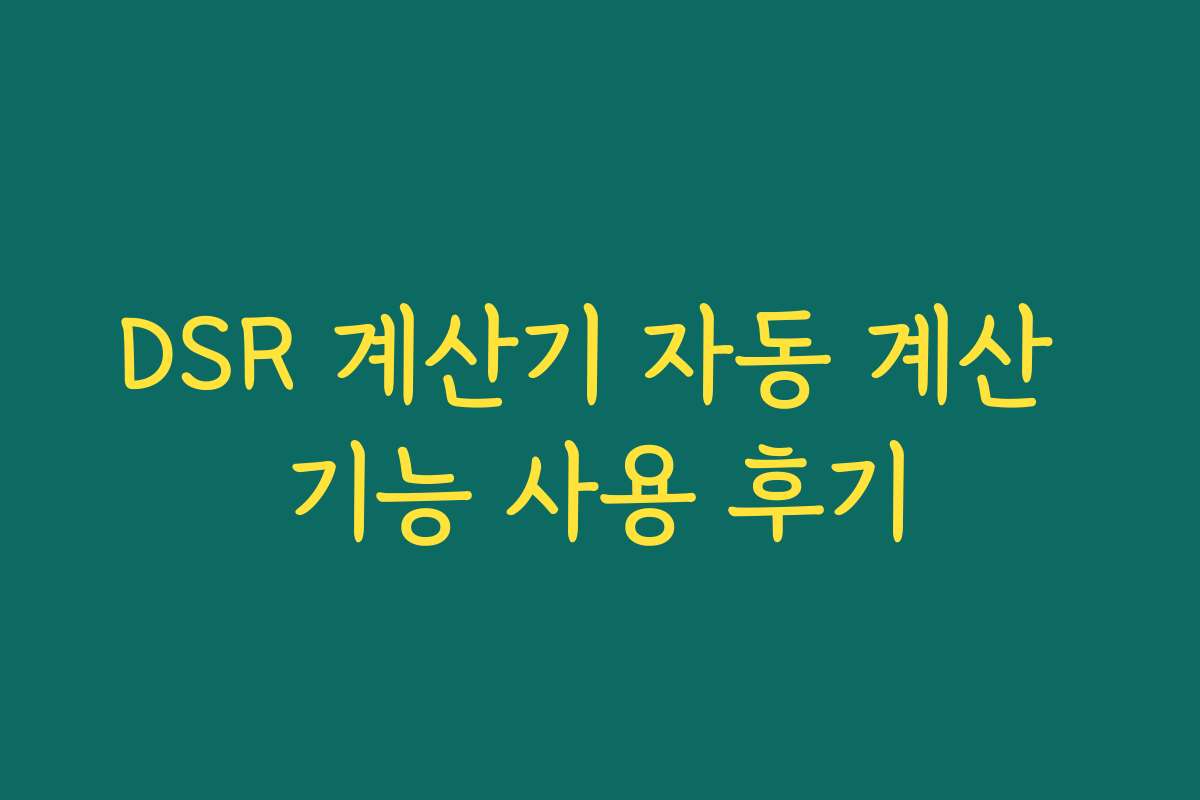 DSR 계산기 자동 계산 기능 사용 후기