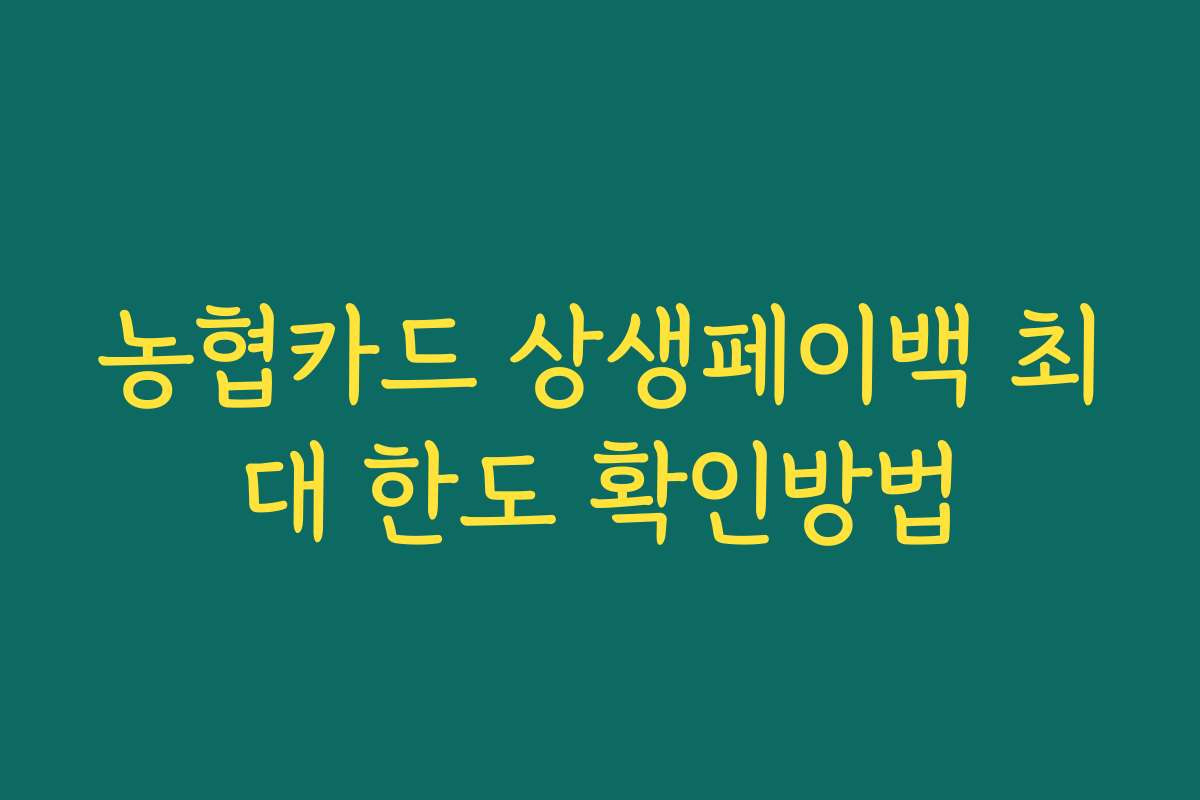농협카드 상생페이백 최대 한도 확인방법