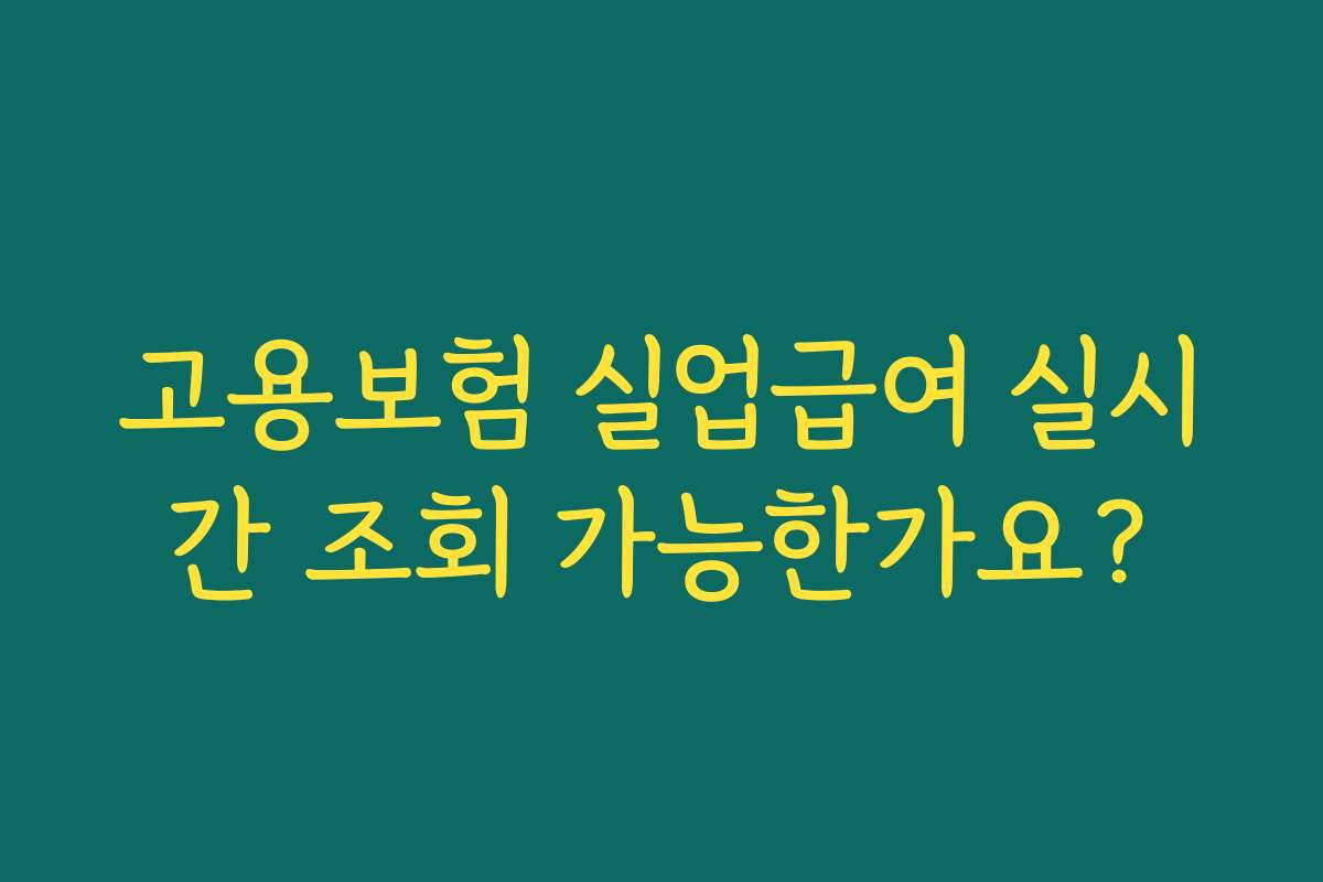 고용보험 실업급여 실시간 조회 가능한가요?