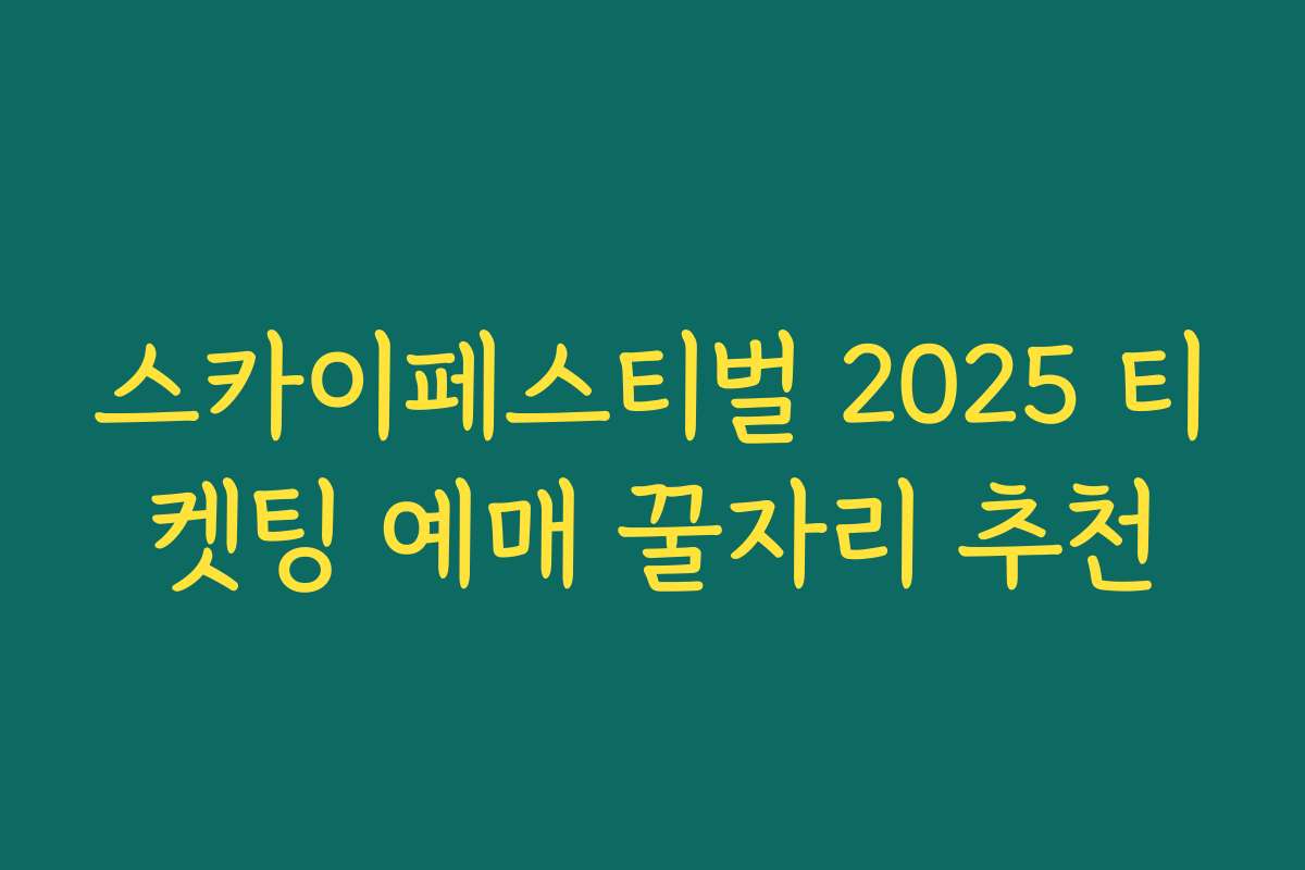 스카이페스티벌 2025 티켓팅 예매 꿀자리 추천