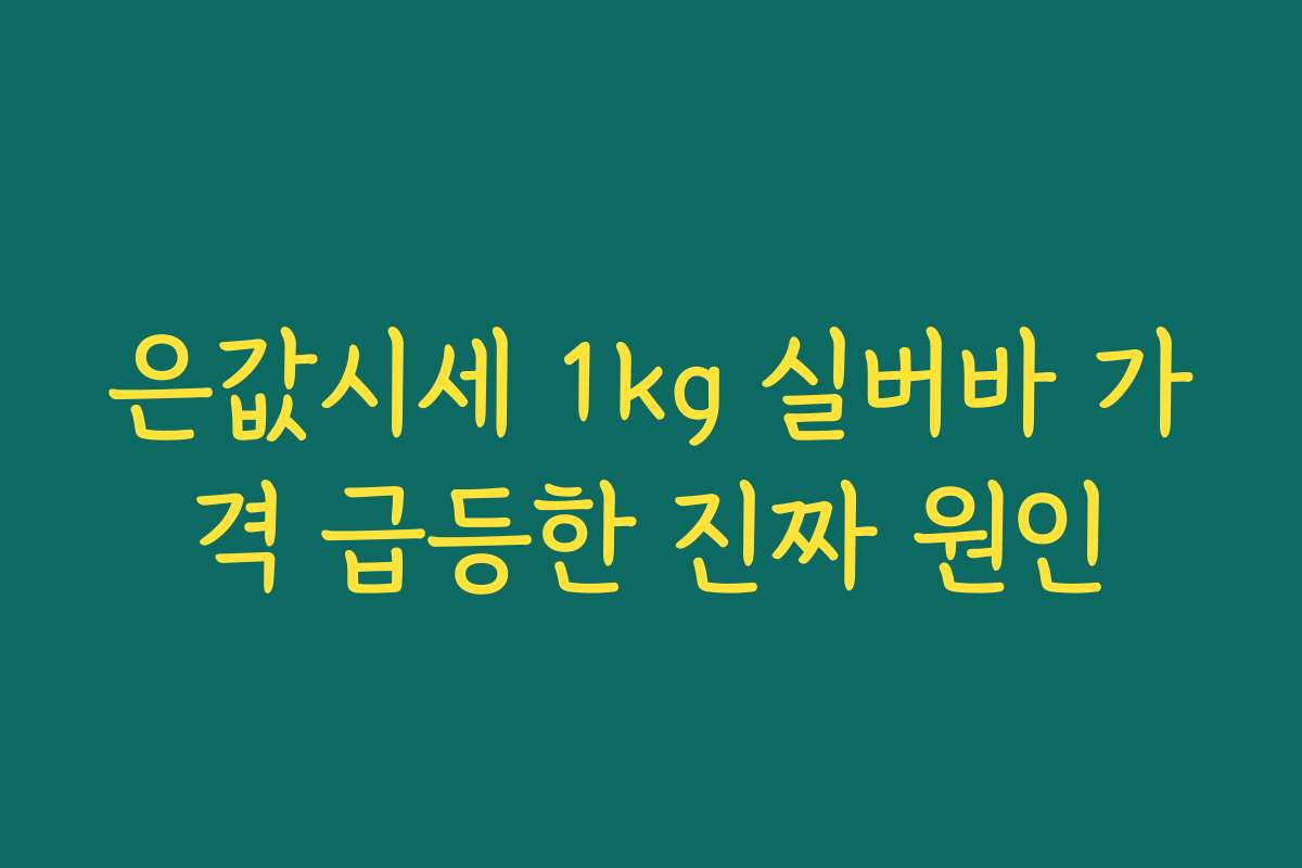 은값시세 1kg 실버바 가격 급등한 진짜 원인