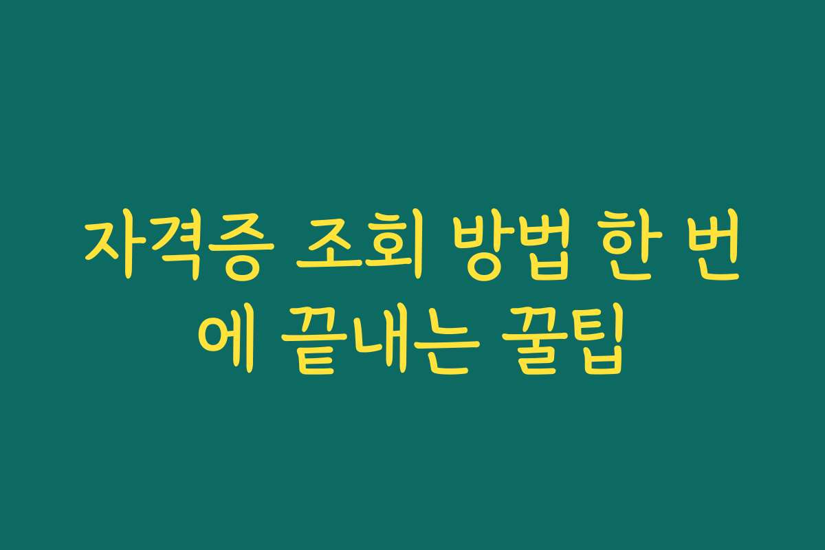 자격증 조회 방법 한 번에 끝내는 꿀팁
