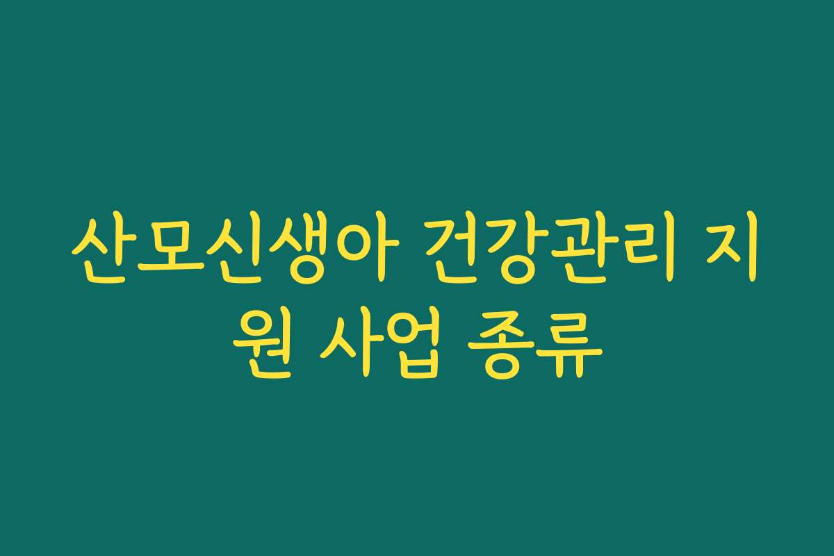 산모신생아 건강관리 지원 사업 종류