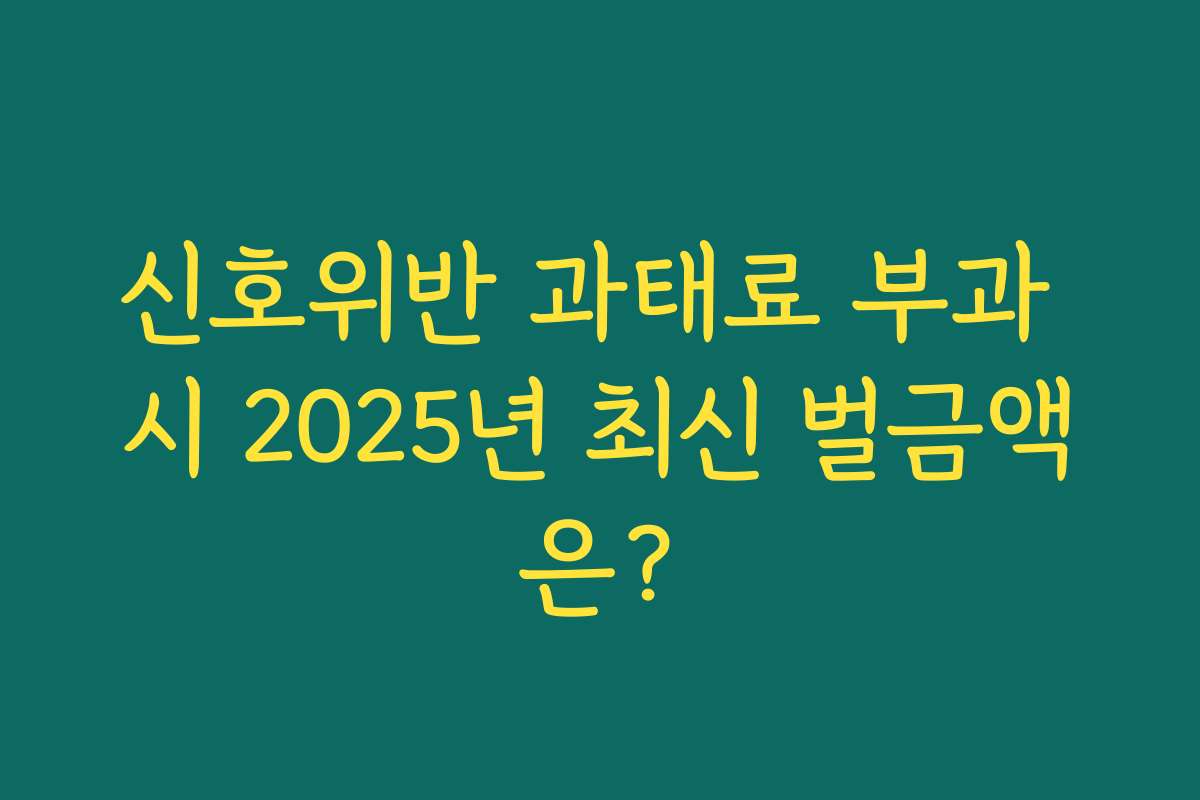 신호위반 과태료 부과 시 2025년 최신 벌금액은?