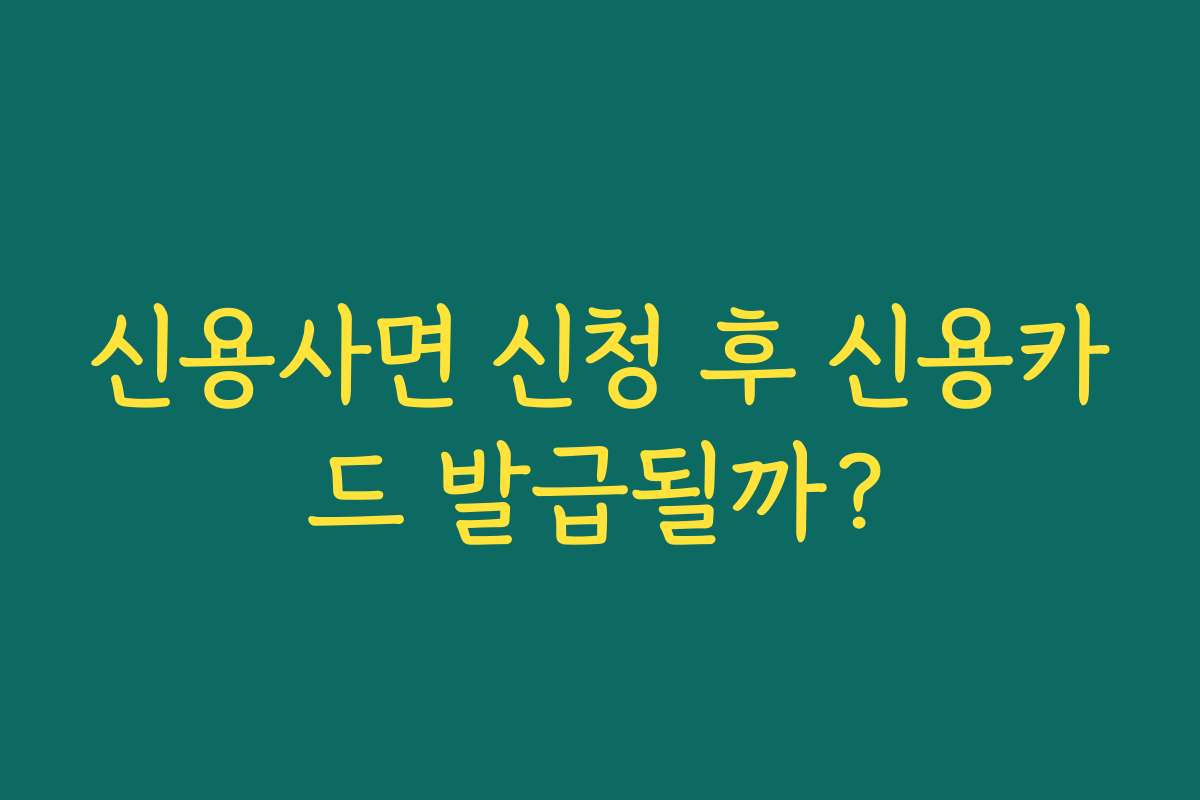 신용사면 신청 후 신용카드 발급될까?