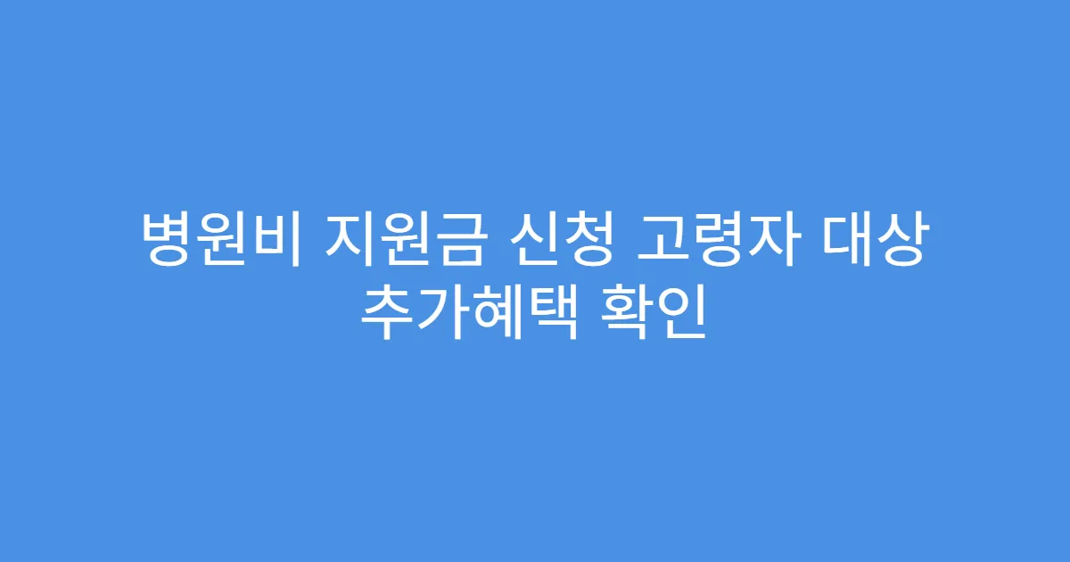 병원비 지원금 신청 고령자 대상 추가혜택 확인
