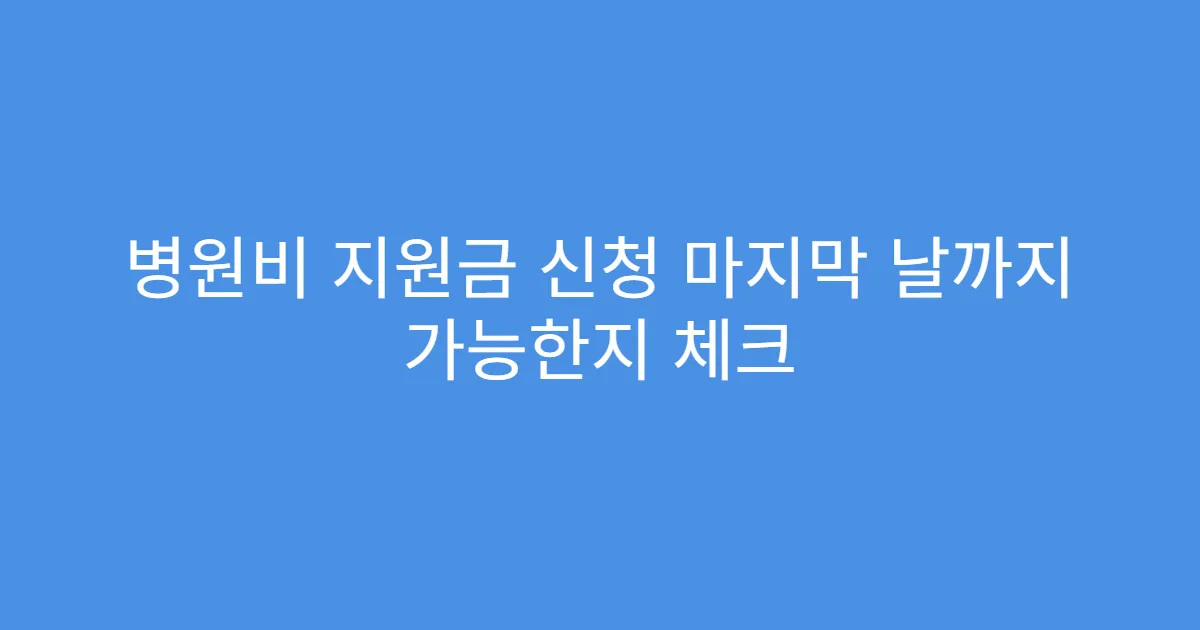 병원비 지원금 신청 마지막 날까지 가능한지 체크