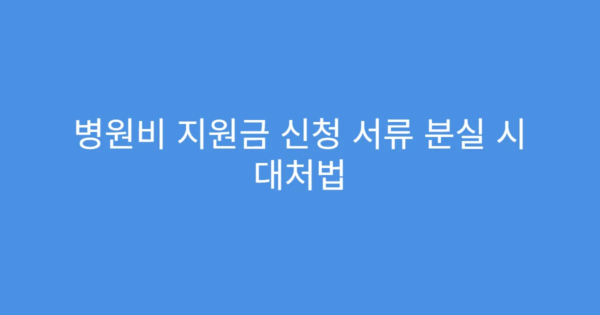 병원비 지원금 신청 서류 분실 시 대처법